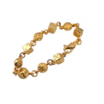 Chrome Hearts Gold Dice & Floral Link Bracelet