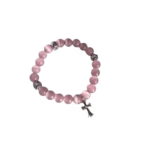 Chrome Hearts Pink Cat Eye Cross Bead Bracelet