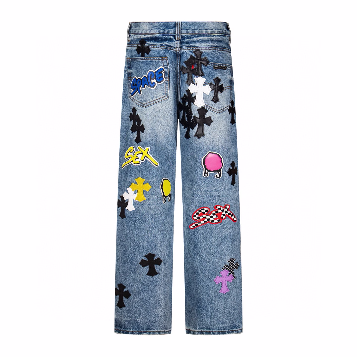 120 Chrome Hearts Graphic Patch Cross Jeans - Image 1