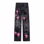 Chrome Hearts Pink Cross Patch Jeans