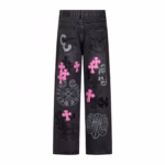 Chrome Hearts Pink Cross Patch Jeans - Image 3