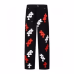 Chrome Hearts Red White Cross Patch Carpenter Jeans - Image 2