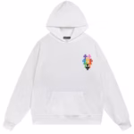Chrome Hearts Multi Color Cross Graphic White Hoodie - Image 3