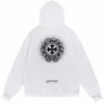 Chrome Hearts Classic Gothic Cross Back Print White Hoodie - Image 2