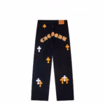 Chrome Hearts Orange Cross Patch Black Jeans - Image 4