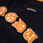 Chrome Hearts Orange Cross Patch Black Jeans