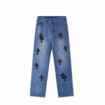 Chrome Hearts Black Cross Patch Blue Jeans - Image 2