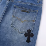 Chrome Hearts Black Cross Patch Blue Jeans