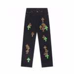 Chrome Hearts Leopard and Green Cross Patch Jeans - Image 2