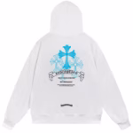 Chrome Hearts Blue Triple Cross Hoodie White - Image 2