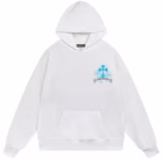 Chrome Hearts Blue Triple Cross Hoodie White