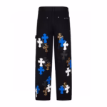Chrome Hearts Blue Cross Patch Black Carpenter Jeans - Image 2