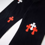 Chrome Hearts Red Cross Patch Black Jeans